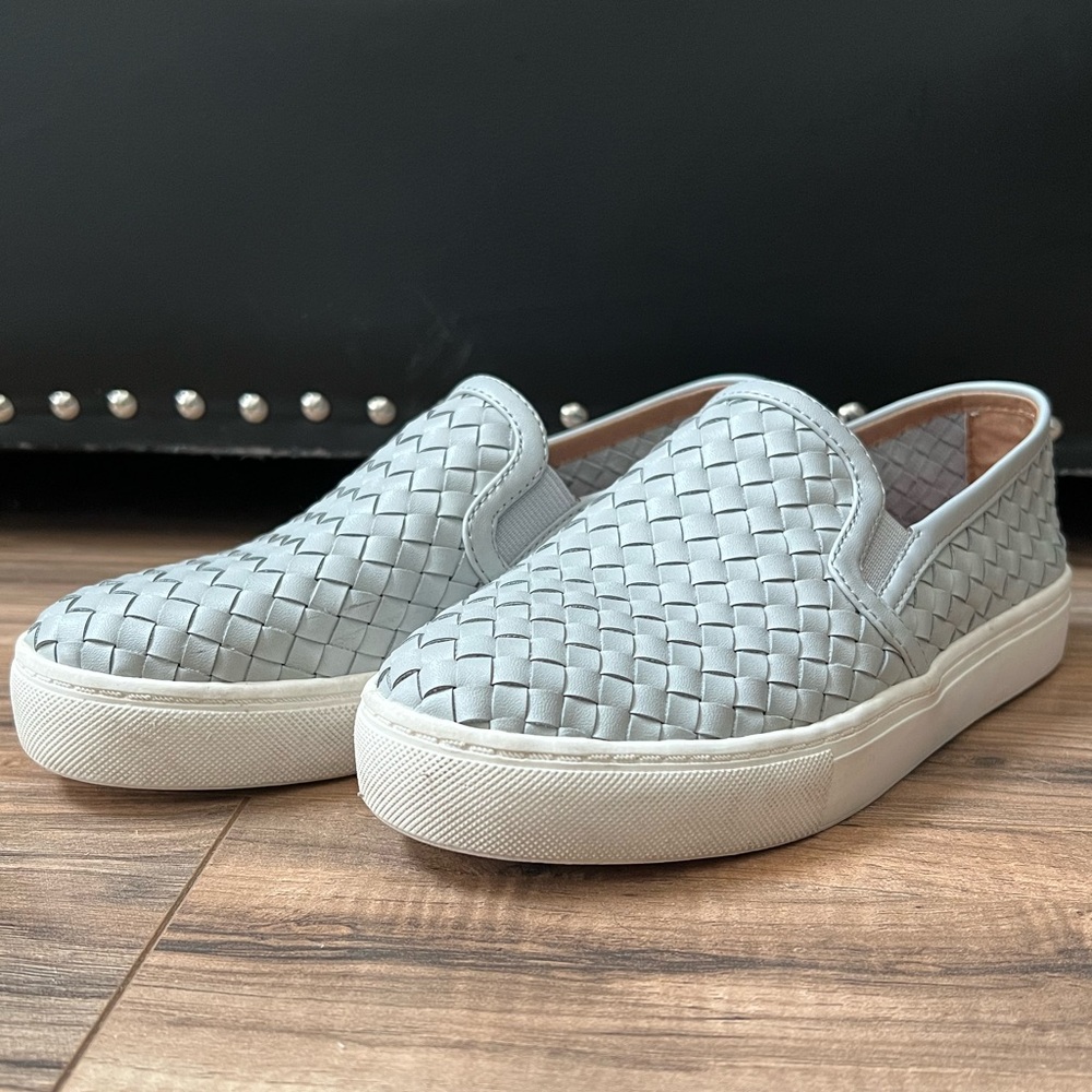 Women’s Steve Madden Grey Leather Slip Ons